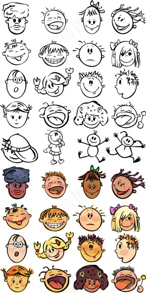 可爱的卡通表情——矢量素材