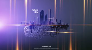 未来城市高速发展动车高铁建筑背景海报psd分层源文件ps素材