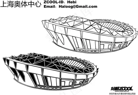 上海奥林匹克体育中心矢量素材