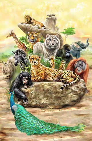 手绘森林动物海报