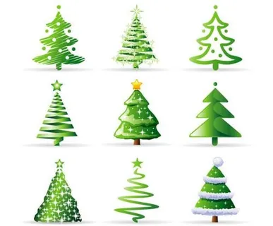 多款绿色卡通圣诞树矢量素材