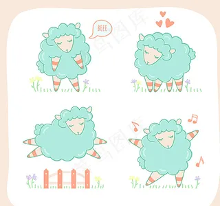 可爱绵羊设计矢量素材图片