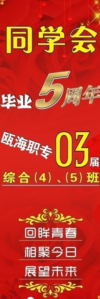 5周年同学会x展架图片cdr矢量模版下载