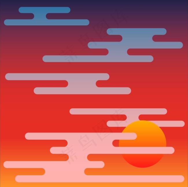 夕阳背景底纹ai矢量模版下载
