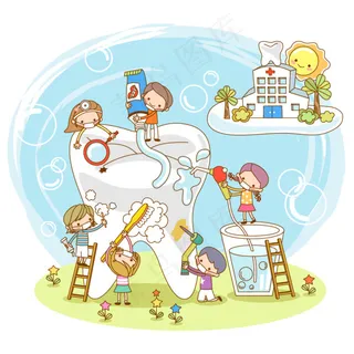 卡通矢量医院素材 牙科