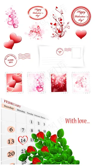   浪漫情人节元素矢量素材