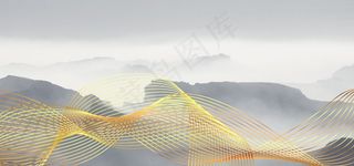 金边水墨中国风景