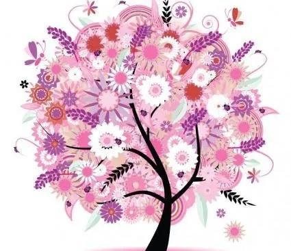 花卉插图矢量树eps,ai矢量模版下载