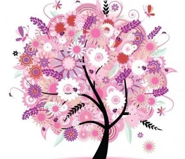 花卉插图矢量树