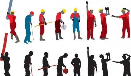 与轮廓图像03矢量的工人