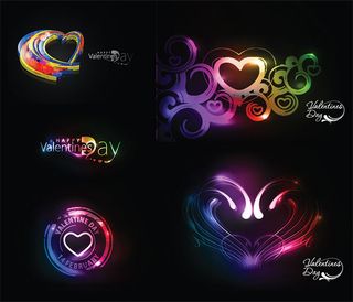 幻彩情人节爱心矢量素材