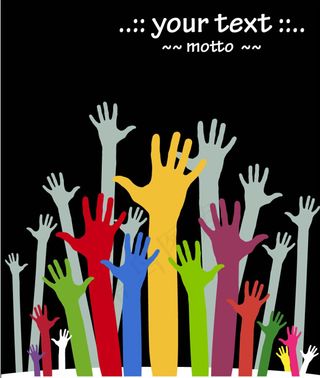 很多伸出的手臂