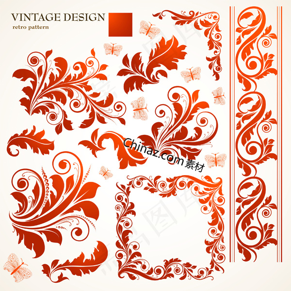 怀旧古典花纹矢量素材