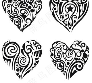 单色心形花纹矢量素材