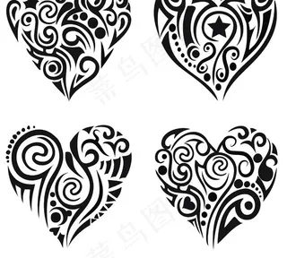 单色心形花纹矢量素材