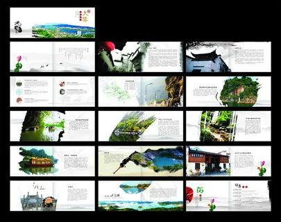 旅游文化宣传画册矢量素材