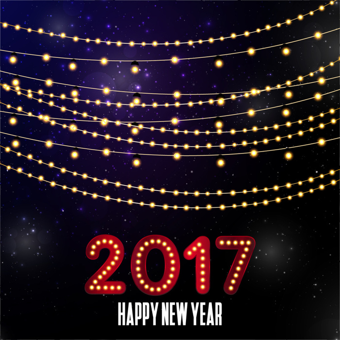 2017新年霓虹灯文字eps,ai矢量模版下载