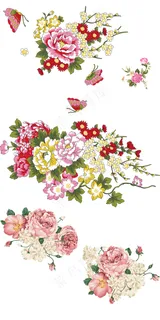 高清花卉艳丽手绘牡丹玫瑰插图