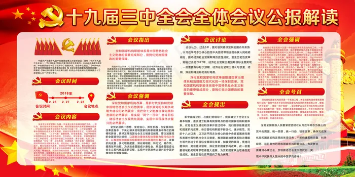 党建第十九届三中全会公报解读展板