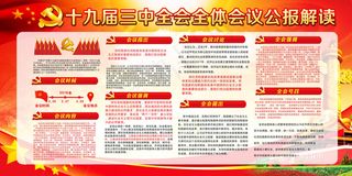 党建第十九届三中全会公报解读展板
