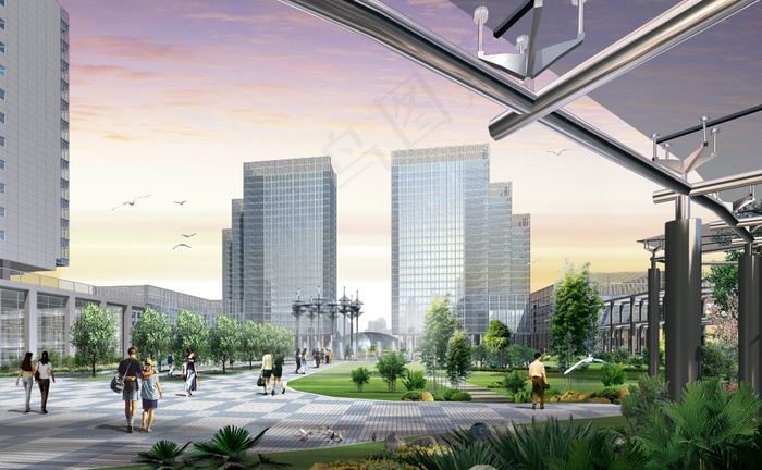 城市商业广场设计效果图PSD