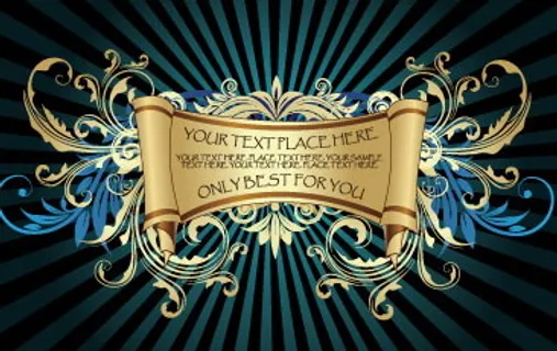 潮流花纹旧纸张矢量素材