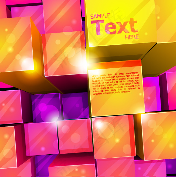 炫彩动感潮流的立体方块背景素材