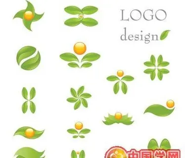 绿叶主题logo模板矢量素材