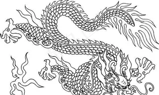 龙纹 中华传统 花纹 黑白 装饰 AI