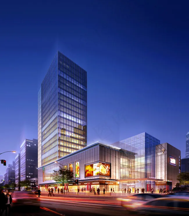 商场建筑夜景(1943X2222(DPI:40))psd模版下载