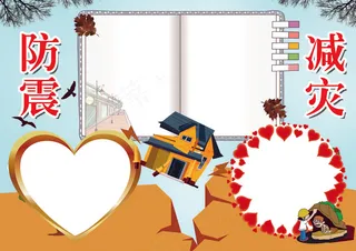 地震减灾日安全小报背景素材花边模板