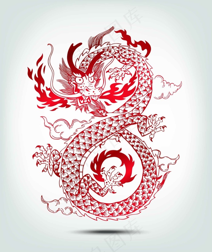 红色龙纹ai矢量模版下载