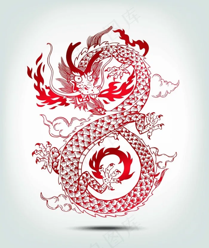 红色龙纹ai矢量模版下载