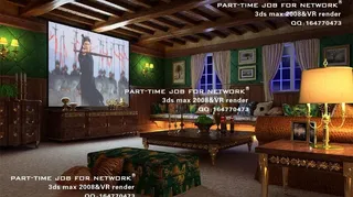 欧式田园客厅3dsmax室内模型v...