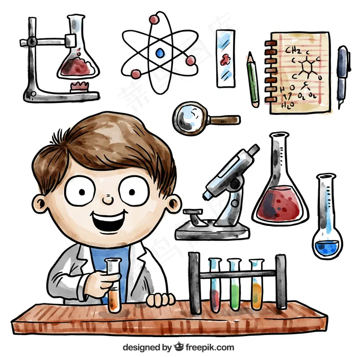 手绘水彩化学ai矢量模版下载