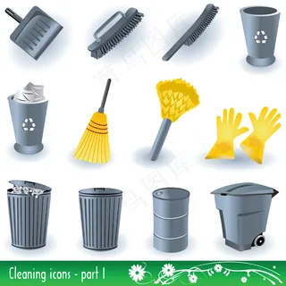 炫彩垃圾桶矢量素材