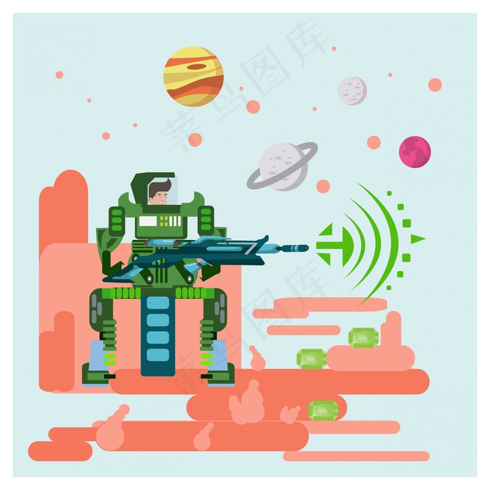 科幻小说横幅设计机器人流星自由向量ai矢量模版下载