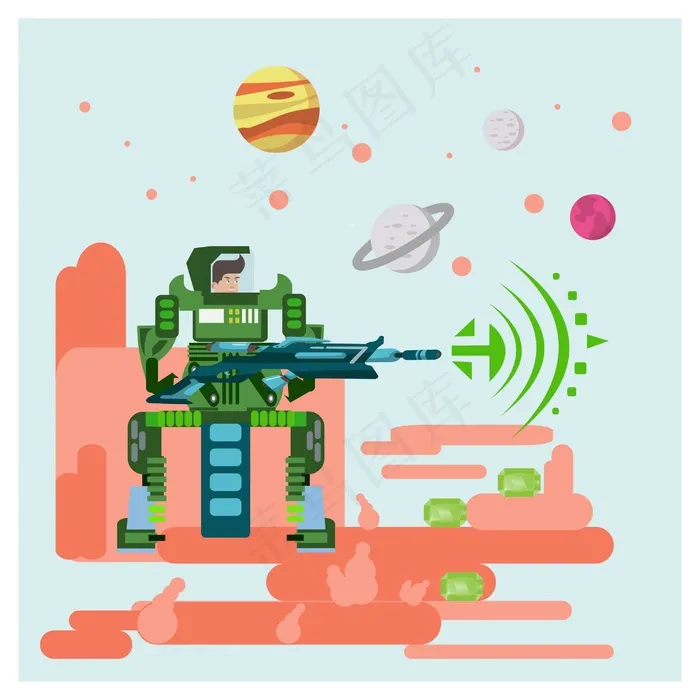 科幻小说横幅设计机器人流星自由向量ai矢量模版下载