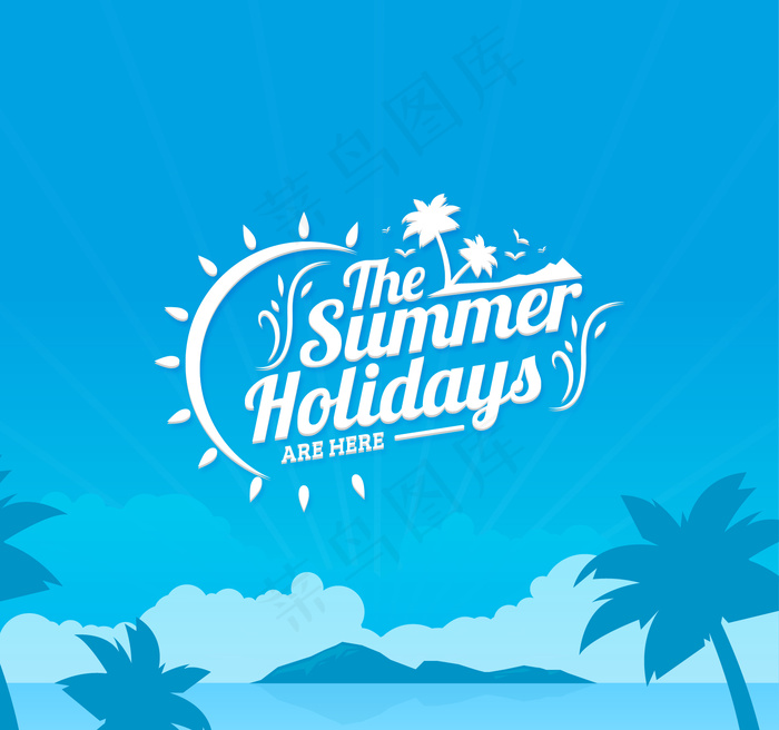 暑假夏季蓝色背景