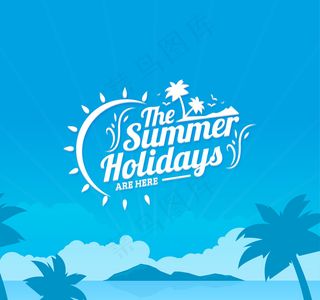 暑假夏季蓝色背景