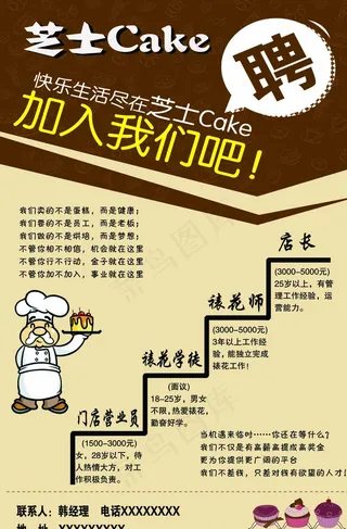 蛋糕招聘海报图片