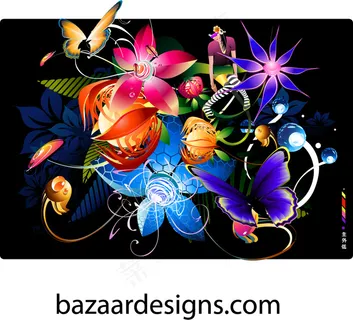 超炫蝴蝶花纹背景矢量素材