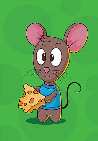 卡通吃奶酪的老鼠矢量素材图片