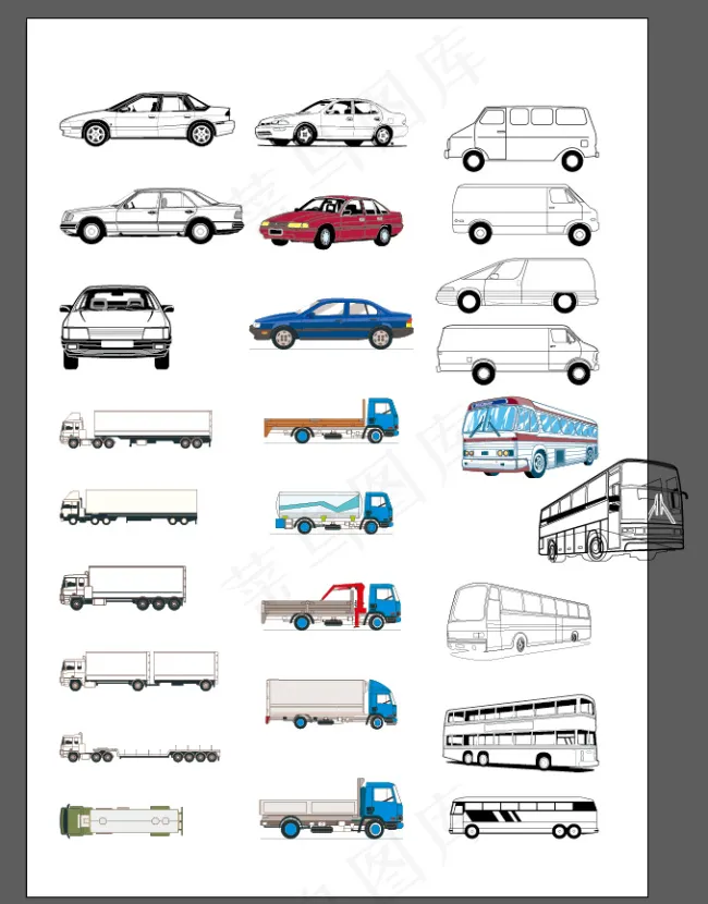 汽车 客车 线稿矢量图ai矢量模版下载