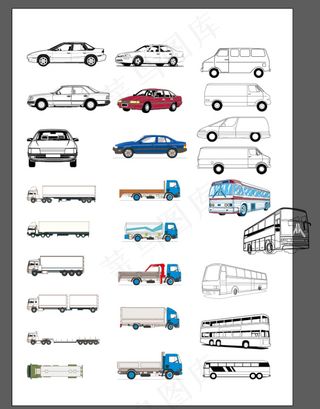 汽车 客车 线稿矢量图