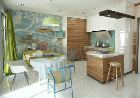 现代风格 厨房餐厅效果图设计素材