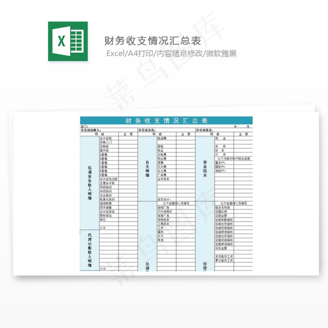 财务收支情况汇总表