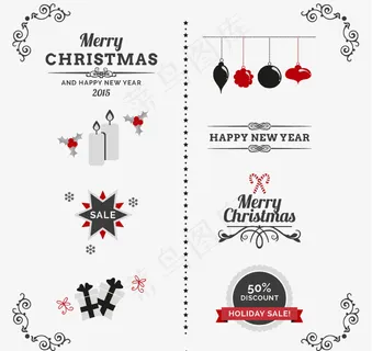 素色圣诞节标签