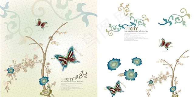 花式蝴蝶矢量图案