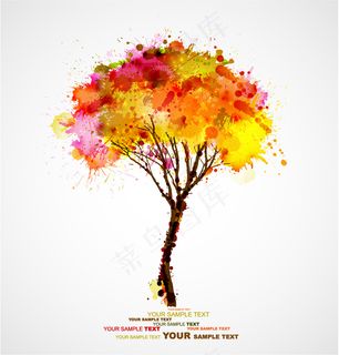 创意水彩树木矢量素材